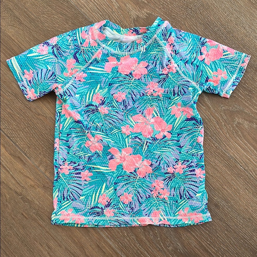 Ocean Gear Tropical Floral girls Swim Shirt. Size 6/7. SPF 50.